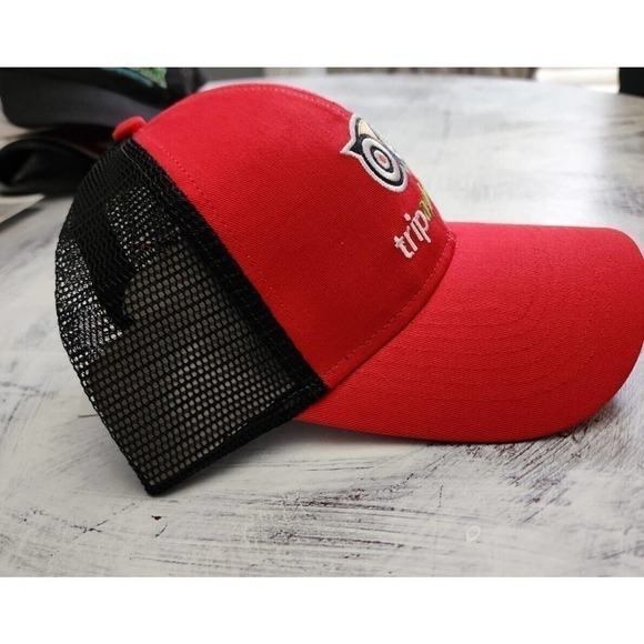 Trip Advisor Snapback Hat Mesh Back Adjustable Red Black Cap America New - Picture 4 of 7
